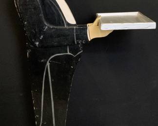 Art Deco Painted Standing Wood Butler Tray 39 in