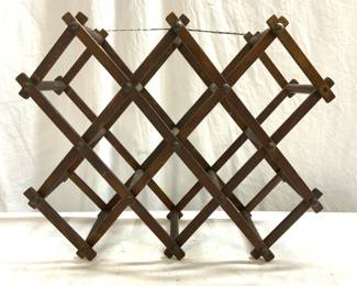 Vintage Folding Wooden Wine Bottle Rack