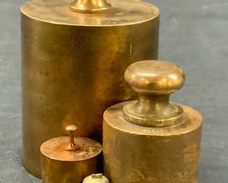 Lot 7 Antique Brass & Copper Scale Weights