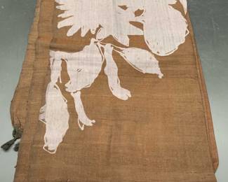 Vintage Floral Pattern Brown Tassel Scarf