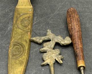 Lot 3 Tabletop Accessories, Letter Opener & More