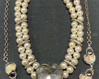 2 Emmons Silver Tone Faux MOP Necklace, More