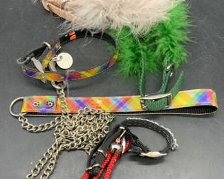 Lot 5 Solid Colored & Patterned Dog Collars