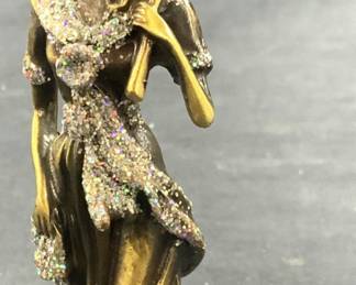 Solid Brass Art Nouveau Woman W Parasol Figural