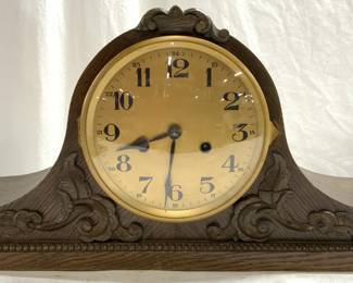 Vintage Carved Wooden Art Nouveau Mantel Clock