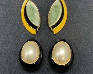 Lot 4 Vtg CINER Faux Pearl Earrings, More