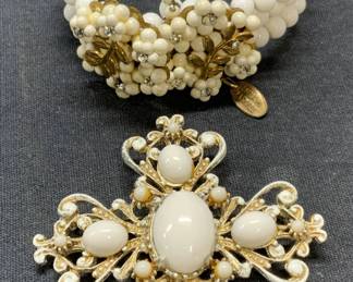2 Jewelry Miriam Haskell Bracelet & Florenza Brooch