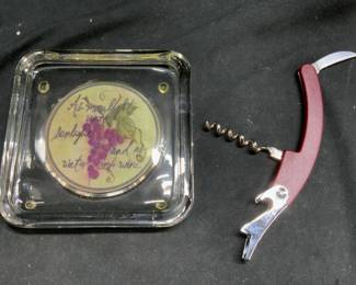 WINE WITH DINNER Glass Coaster Waiters Knife