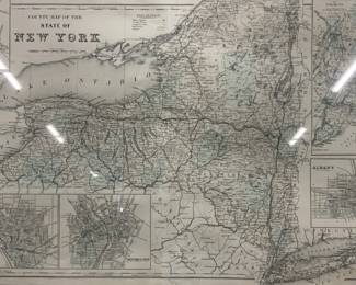 Vintage County Map Of NY State Plate Engraving