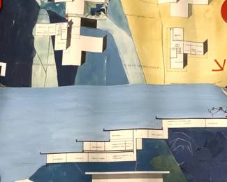 6 Vintage Hand Drawn Mixed Media Floor Plans