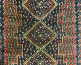 Vintage Handmade Caucasian Wool Area Rug