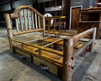 Colorado log queen bed