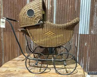 Baby Carriage buggy Victorian stroller - wicker