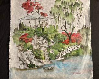 Japanese Garden Mixed Media Painting by Paulette Hunter