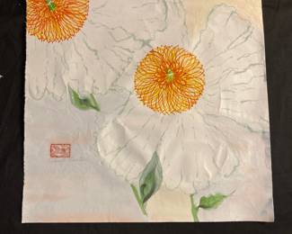 White Poppy Watercolor Painting by Paulette Hunter