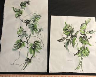 Two Split Leaf Philodendron Watercolor Painting by Paulette Hunter
