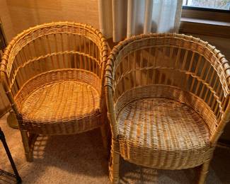 Pair of Wicker Barrel Chairs