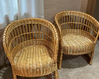 Pair of Wicker Barrel Chairs