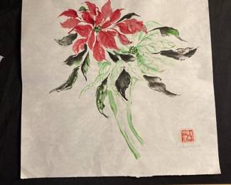 Red Poinsettia Painting by Paulette Hunter