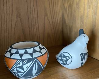 Native American Pottery Quail Figurine, Native American Hand Coiled Pottery