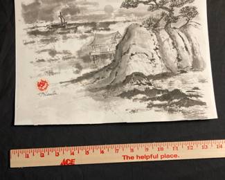 Torrey Pine Tree - Chinese Style Black Ink Painting by Paulette Hunter