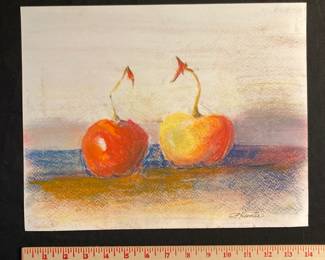Still Life Apples Chalk Drawing by Paulette Hunter 