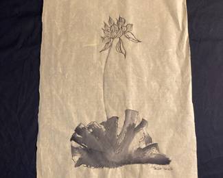 Chinese Style Black Ink Floral Painting by Paulette Hunter
