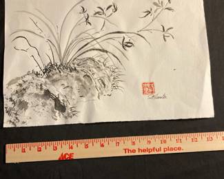 Wildflowers/Grass - Chinese Black Ink Painting by Paulette Hunter