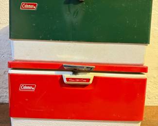 2 Vintage Metal Coleman Coolers