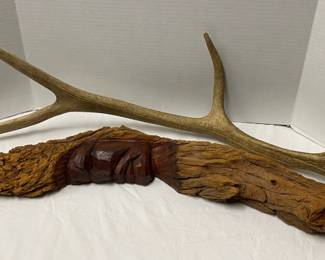 Antler Carved Wood Art