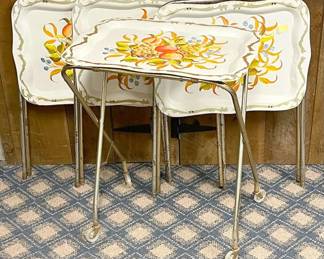4 Vintage Folding Tray Tables
