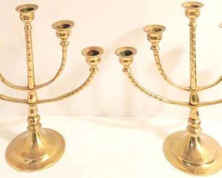 2 Vintage 5 Arm Brass Candelabra With Twisted Arms