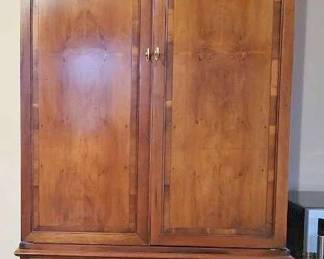 Armoire w 4 Dovetail Drawers, 1 Adjustable Shelf, 1 Cabinet w Key 4 Hidden Wheels Underneath