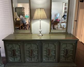 Bedroom dresser including mirrors.           