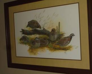 Mat/frame quail picture signed/#ed Balke 819/1000