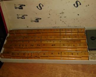 Vintage wood alphabet ink stamps