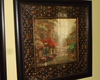 1 of 2 framed pictures of French street scene