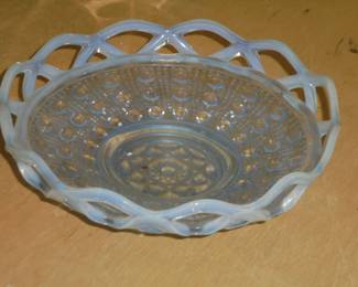 Blue depression glass bowl