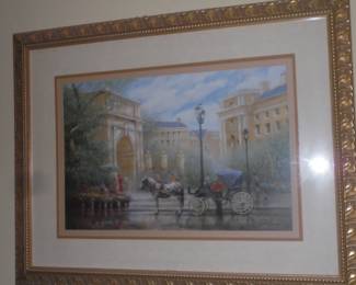 Large double mat/gold frame French street scene  by Donnie Farley  707/3750