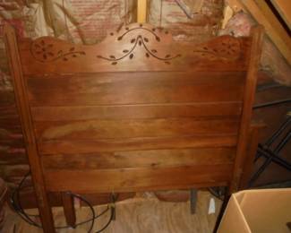 Antique oak single headboard & footboard 