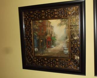 1 of 2 framed pictures of French street scene