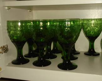 10 green goblets 