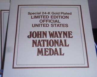 (10) 24-k gold plated limited edition John Wayne coins w/COA  NEW