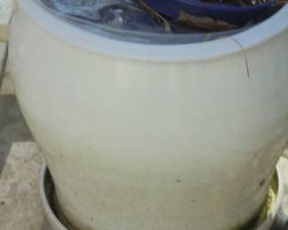1 of 2 large white flower pots