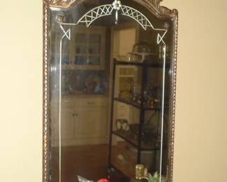 Beautiful Beveled etched gold frame mirror