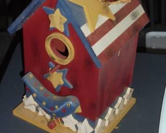 Red white & blue bird house