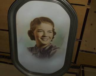 Antique colorized framed picture of lady