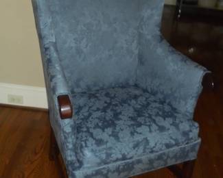 Blue wingback arm chair - Thomas Jefferson replica 