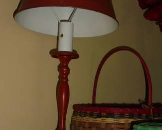 Small red table lamp