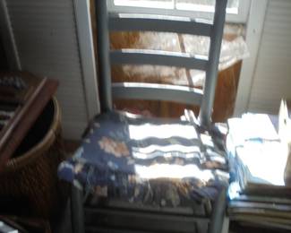 Vintage blue ladder back rocker